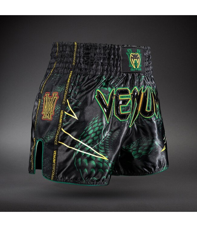 Venum Matupa Muay Thai Shorts – Black/Green/Gold | Professional Muay Thai & Kickboxing Shorts