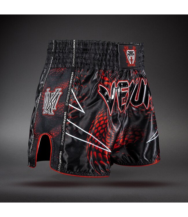 Venum Matupa Muay Thai Shorts – Black/Red/Silver | Professional Muay Thai & Kickboxing Shorts