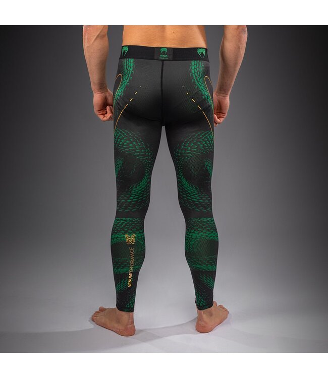 Venum Matupa Spats – Zwart/Groen/Goud | Compressielegging voor MMA, BJJ & Intensieve Training