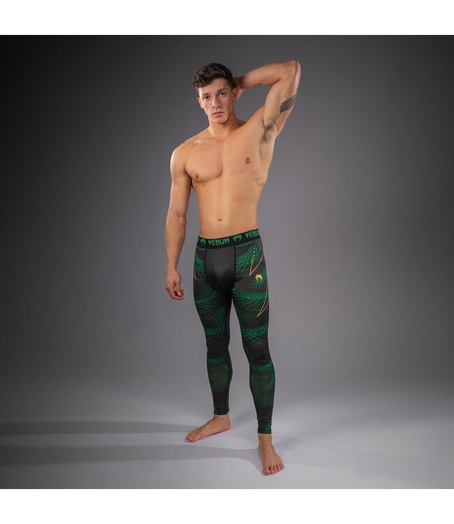 Venum Matupa Spats – Black/Green/Gold | Compression Pants for MMA, BJJ & Intense Training