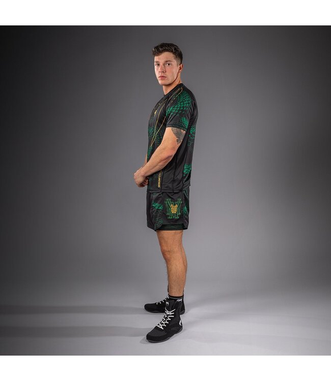 Venum Matupa Dry Tech T‑Shirt – Black/Green/Gold | Fast‑Dry Sports Shirt for Combat Sports & Fitness