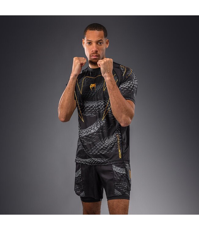 Venum Matupa Dry Tech T‑Shirt – Zwart/Grijs/Goud | Sneldrogend Sportshirt voor Vechtsporten & Fitness