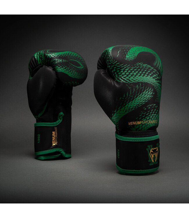Venum Matupa Boxing Gloves – Black/Green/Gold | Premium Gloves for Kickboxing, Muay Thai & Training