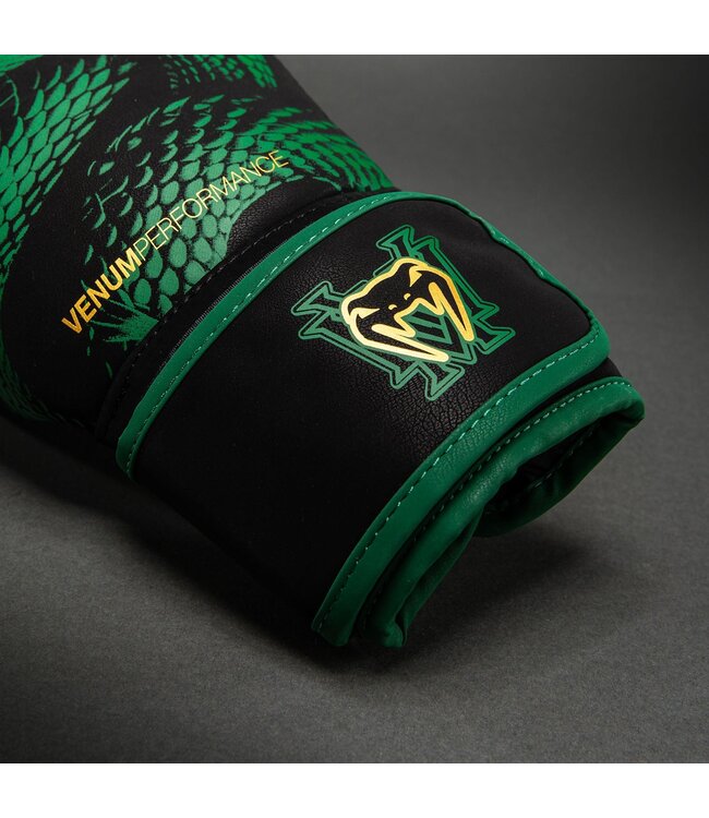 Venum Matupa Boxing Gloves – Black/Green/Gold | Premium Gloves for Kickboxing, Muay Thai & Training