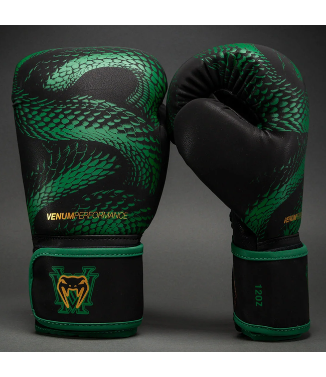 Venum Matupa Boxing Gloves – Black/Green/Gold | Premium Gloves for Kickboxing, Muay Thai & Training