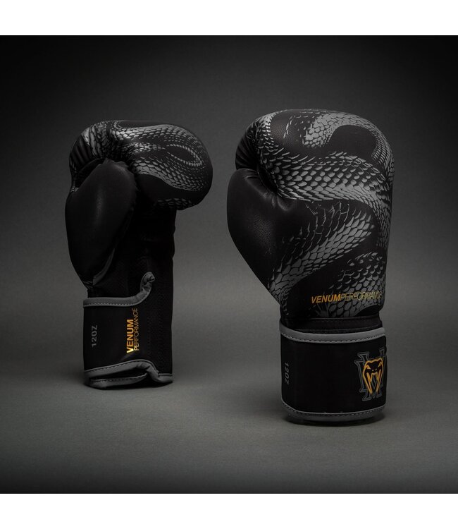 Venum Matupa Boxing Gloves – Black/Grey/Gold | Premium Gloves for Kickboxing, Muay Thai & Training