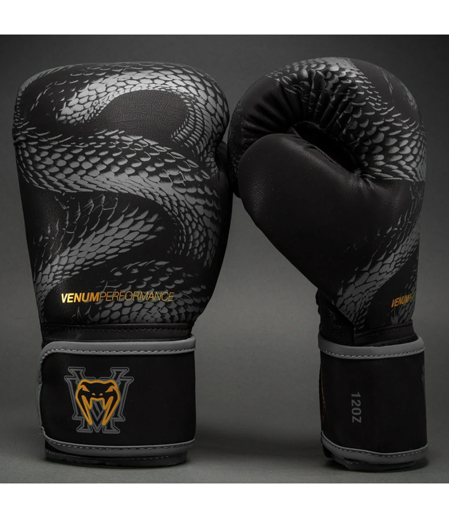 Venum Matupa Boxhandschuhe – Schwarz/Grau/Gold | Premium Handschuhe für Kickboxen, Muay Thai & Training