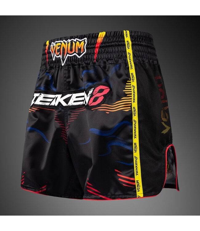 Venum x Tekken 8 Muay Thai Shorts Yoshimitsu – Premium Fight Shorts voor Muay Thai & Kickboksen – Zwart/Oranje – Limited Edition