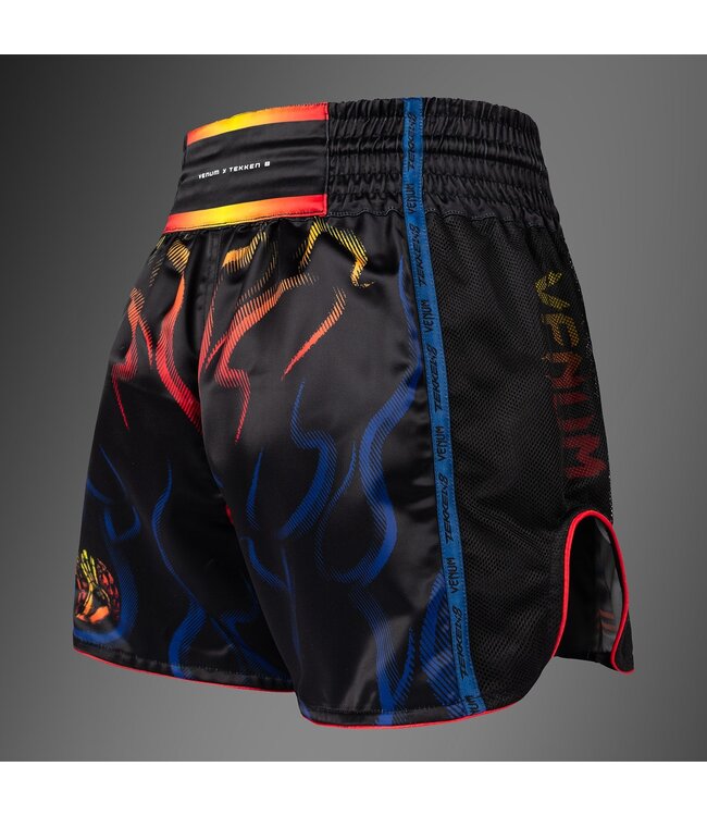 Venum x Tekken 8 Muay Thai Shorts Yoshimitsu – Premium Fight Shorts voor Muay Thai & Kickboksen – Zwart/Oranje – Limited Edition