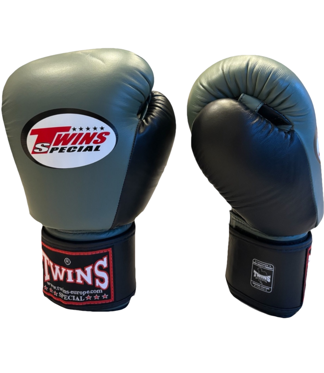 Twins Special BGVL3 Air Flow Boxing Gloves – Premium Leather – Olive green/Black