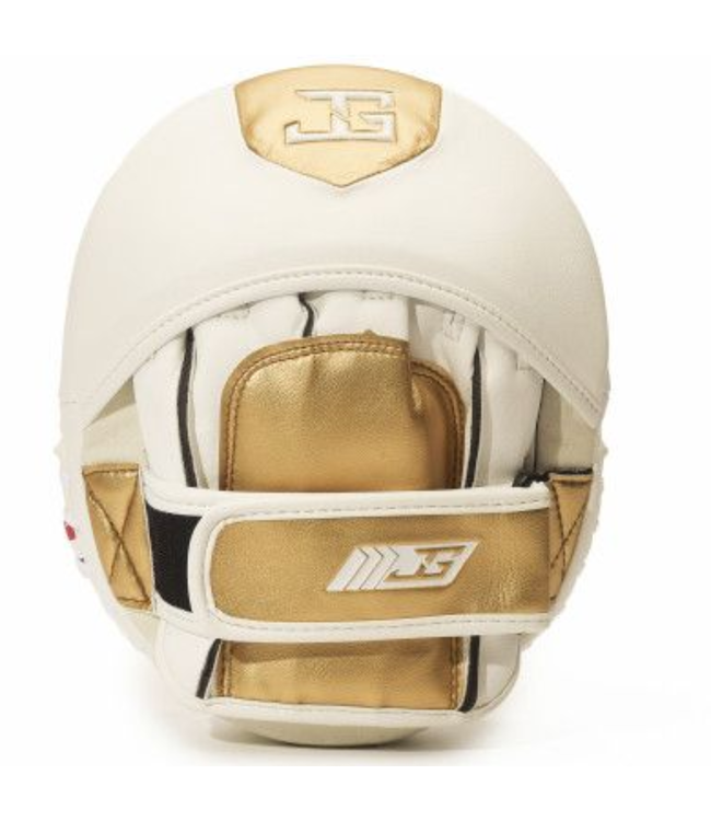 Joya Fightgear CM100 Focus Mitts – Compact, Lightweight Pads for Speed & Precision – White/Gold