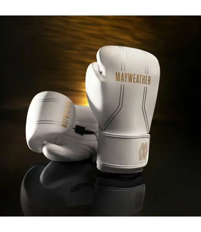 Hayabusa Mayweather Contender Boxhandschuhe – Weiss Gold – Bequeme Passform & Stabile Handgelenkstütze