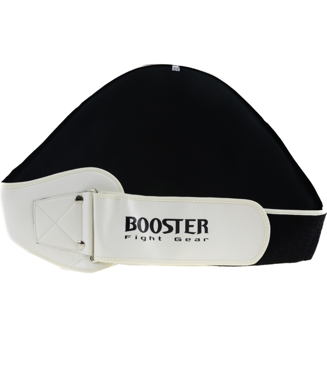 Booster PRO BP Belly Pad – Black/White – High‑Quality Synthetic Leather Trainer Body Protector for Kickboxing & Muay Thai