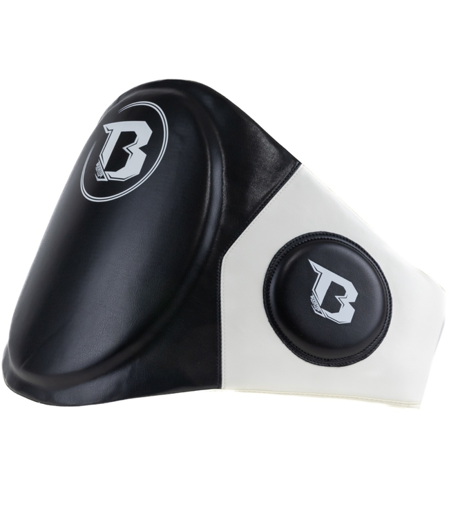 Booster PRO BP Buikbeschermer Belly Pad – Zwart/Wit – High‑Quality Synthetic Leather Trainer Protector voor Kickboksen & Muay Thai