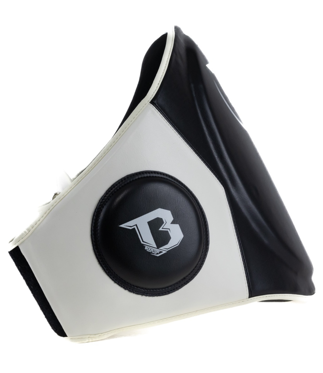 Booster PRO BP Bauchschutz Belly Pad – Schwarz/Weiß – High‑Quality Synthetic Leather Trainer Body Protector für Kickboxen & Muay Thai