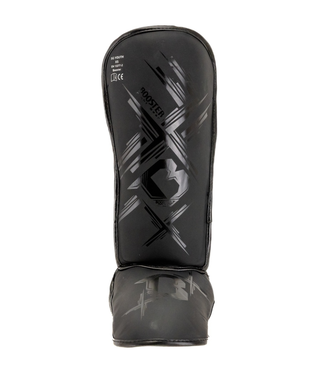Booster SG Alpha Black Kids Shin Guards – Lightweight & Durable Protection for Kickboxing and Muay Thai – Black
