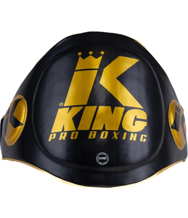 King Pro Boxing (KPB) Belly Pad – Schwarz/Gold – Bauchschutz für Trainer im Kickboxen & Muay Thai