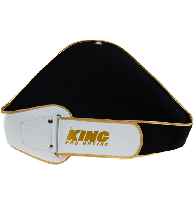 King Pro Boxing (KPB) Belly Pad – White/Gold – Coach Belly Protector voor Kickboksen & Muay Thai