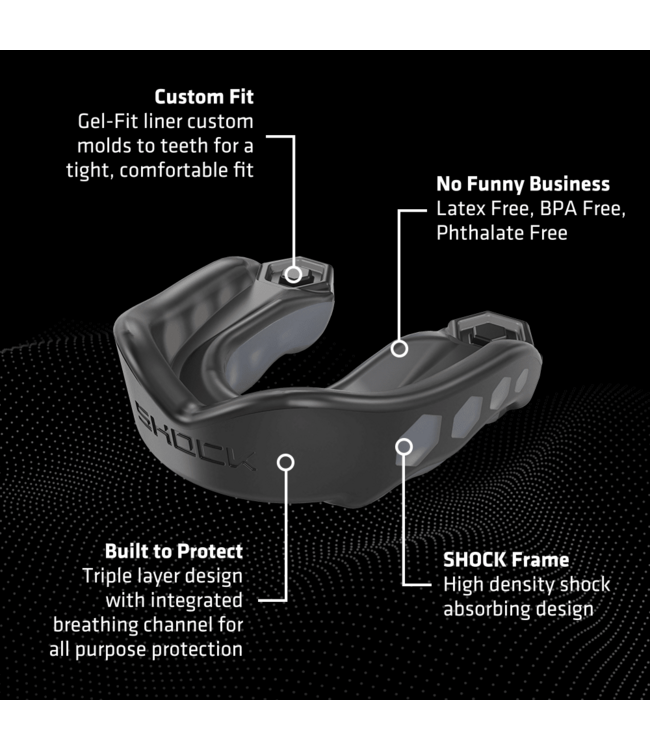 Shock Doctor Gel Max Mouthguard SDM‑1 – Gel‑Fit Liner (Adult) – Black