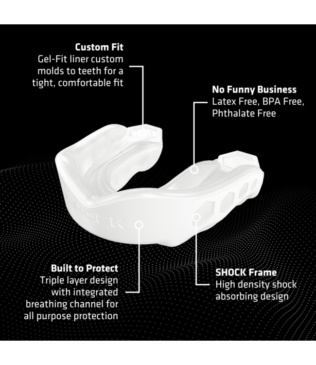 Shock Doctor Gel Max Mouthguard SDM‑1 – Gel‑Fit Liner (Adult) – White