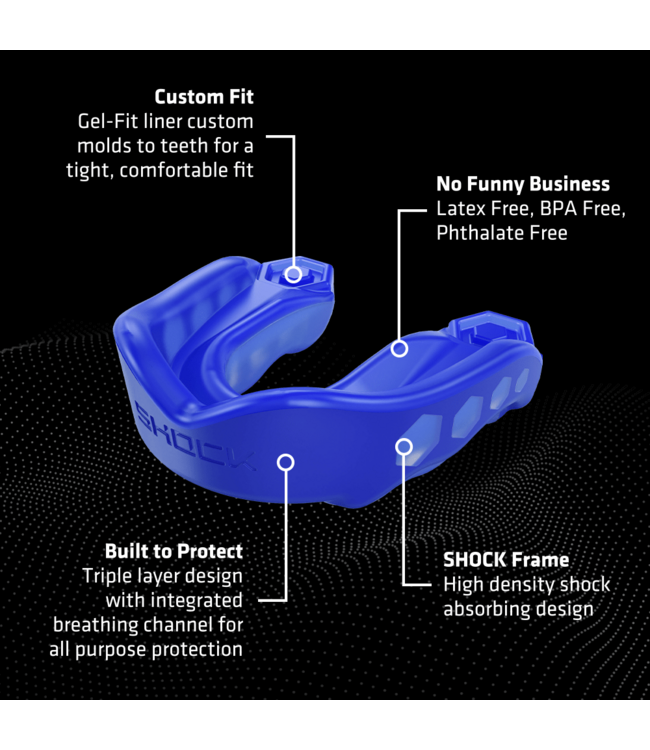 Shock Doctor Gel Max Mouthguard SDM‑1 – Gel‑Fit Liner (Adult) – Blue
