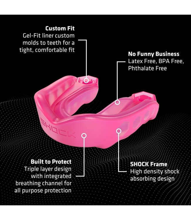Shock Doctor Gel Max Mondbeschermer SDM‑1 – Gel‑Fit Liner (Volwassenen) – Roze