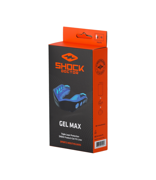 Shock Doctor Gel Max Mouthguard SDM‑1 – Gel‑Fit Liner (Adult) – Black Bleu