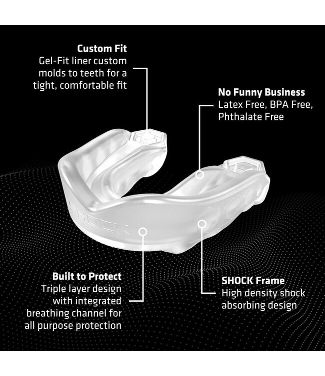 Shock Doctor Gel Max Mouthguard SDM‑1 – Gel‑Fit Liner (Adult) – Transparent