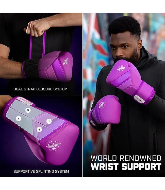 Hayabusa T3 Neon Boxing Gloves Neon Purple