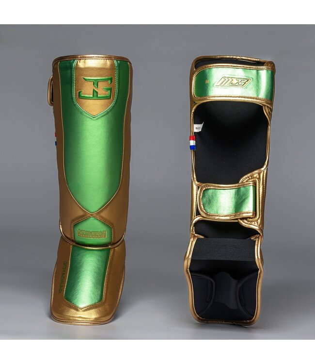 Joyagear Performance Scheenbeschermers Groen/Goud – Kickboksen & Muay Thai