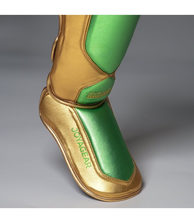 Joyagear Performance Schienbeinschoner Grün/Gold – Kickboxen & Muay Thai