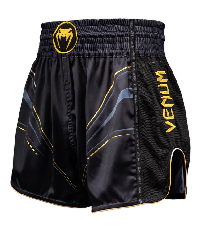 Venum Streamline Muay Thai Shorts - Premium Kickboxing Shorts - Black/Gold