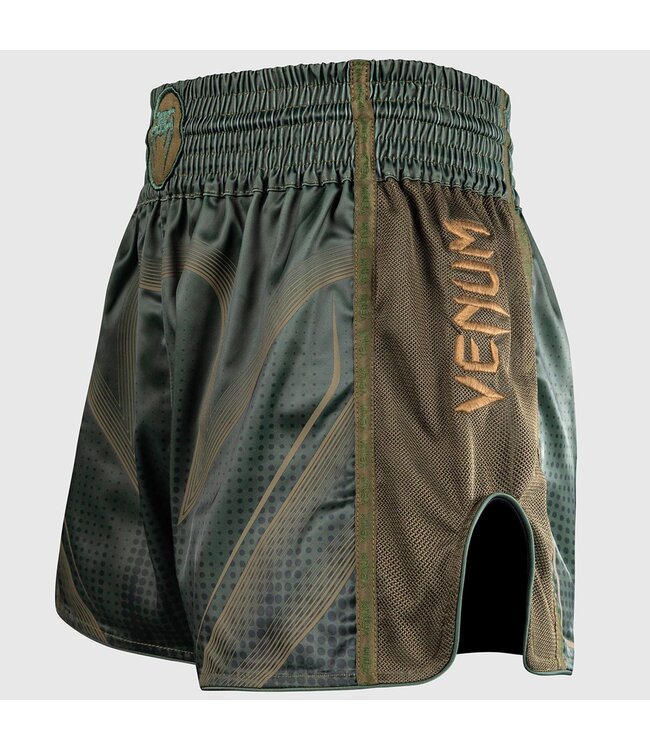 Venum Stealth Muay Thai Shorts Khaki/Dark Green – Premium Kickboxing Shorts