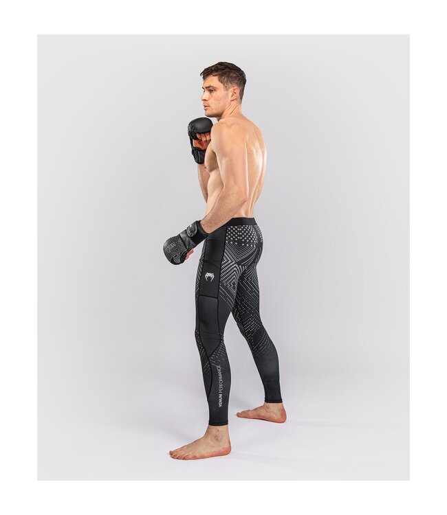 Venum Midnight Fury Spats – Premium Kompressionshose für MMA, BJJ & Training – Schwarz/Grau/Silber