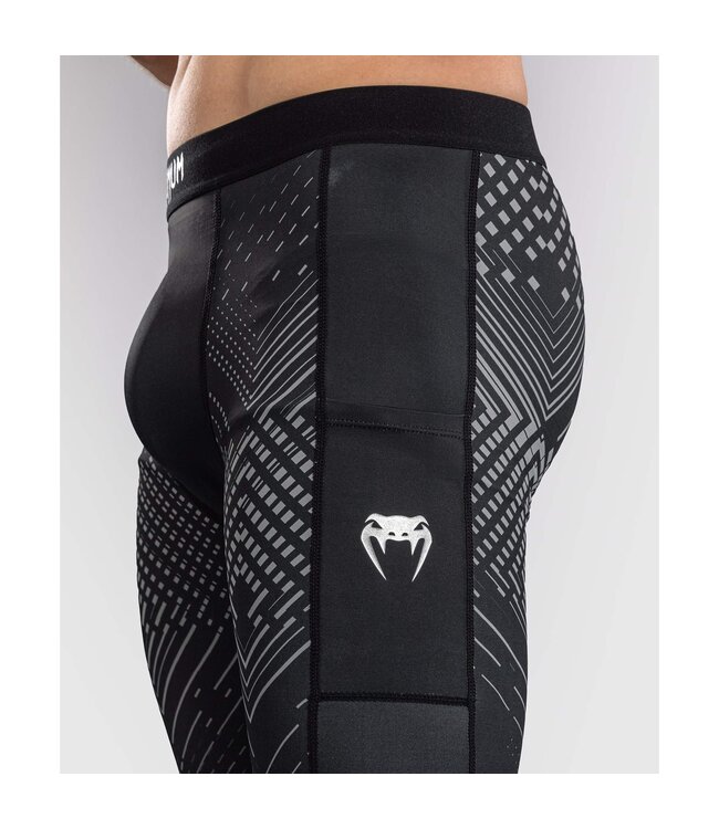Venum Midnight Fury Spats – Premium Compression Tights for MMA, BJJ & Training – Black/Grey/Silver