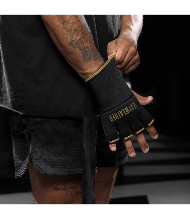 Hayabusa Mayweather Deluxe Quick Wraps – Black/Gold | Hybrid Gel Padding & Wrist Support