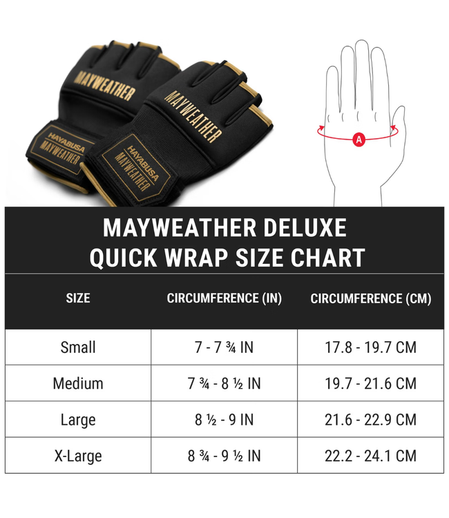 Hayabusa Mayweather Deluxe Quick Wraps – Black/Gold | Hybrid Gel Padding & Wrist Support