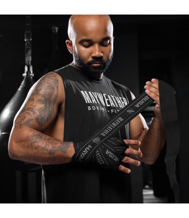 Hayabusa Mayweather Deluxe Handwraps 450 cm – Zwart/Grijs | Deluxe Support & Locked‑In Fit