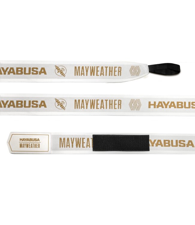 Hayabusa Mayweather Deluxe Handwraps 450 cm – Weiss/Gold | Deluxe Support & Locked‑In Fit