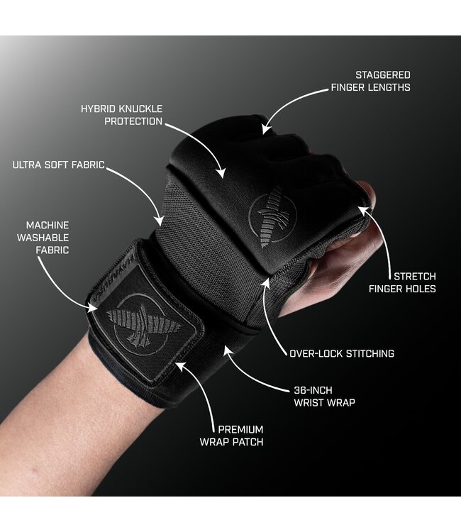 Hayabusa Deluxe Quick Wraps – Zwart | Slip‑On & Hybride Padding
