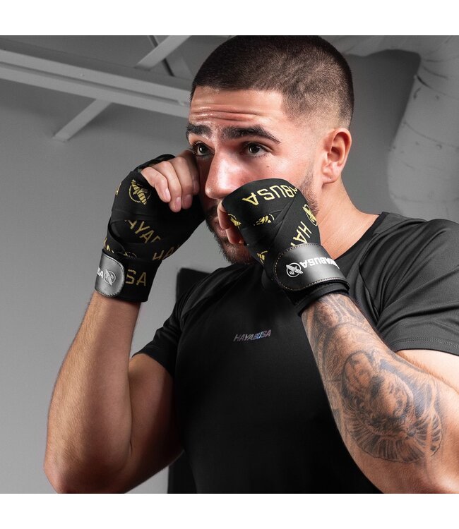 Hayabusa Deluxe Hand Wraps 450 cm – Boxing Hand Wraps – Black/Gold