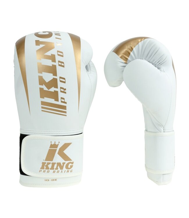 King Pro Boxing KPB/REVO 9 Boxhandschuhe – Premium Kickboxhandschuhe Weiss/Gold