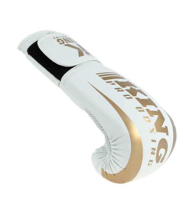 King Pro Boxing KPB/REVO 9 Boxing Gloves – Premium Kickboxing Gloves White/Gold