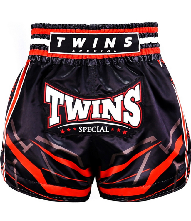 Twins Special TTBL Racing Muay Thai Shorts – Handcrafted Satin – Black/Red