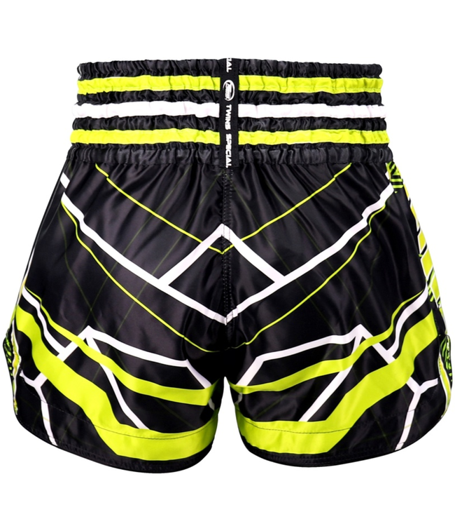 Twins Special TTBL Racing Muay Thai Shorts – Handgemaakt Satijn – Zwart/Groen