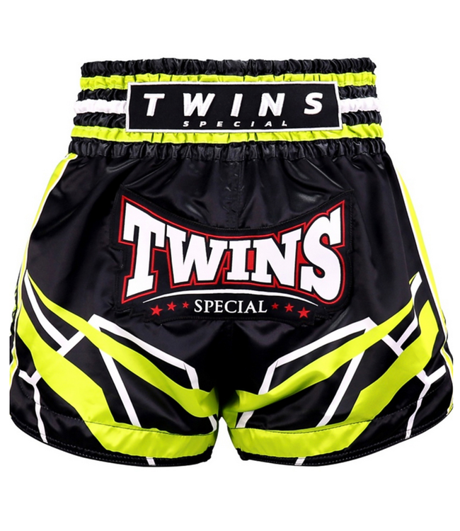 Twins Special TTBL Racing Muay Thai Shorts – Handcrafted Satin – Black/Green