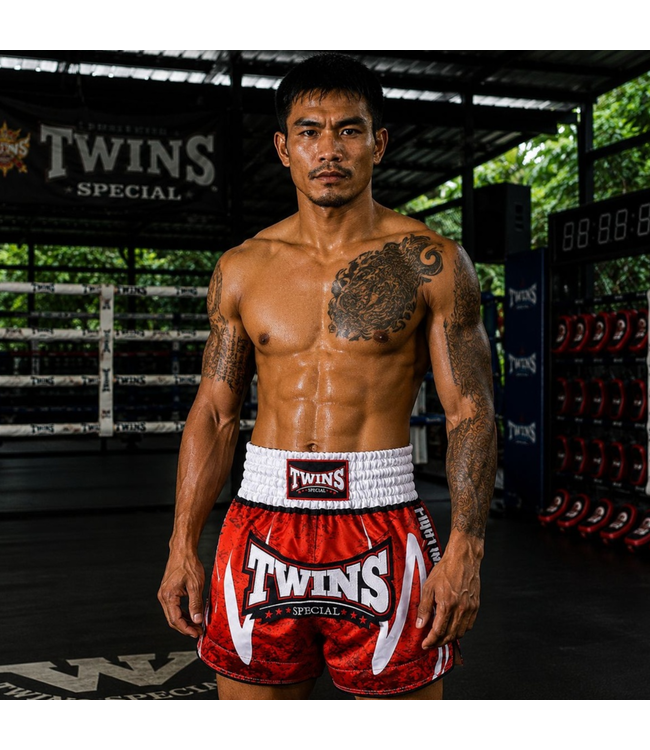 Twins Special Muay Thai & Kickboks Shorts TTBL Rusty Red – Rood/Wit
