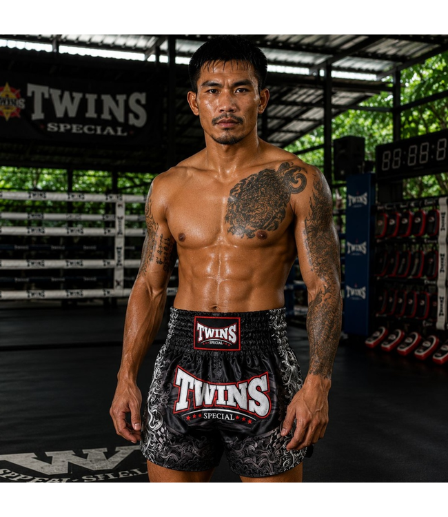 Twins Special Muay Thai & Kickboks Shorts TTBL Rangda – Zwart/Grijs