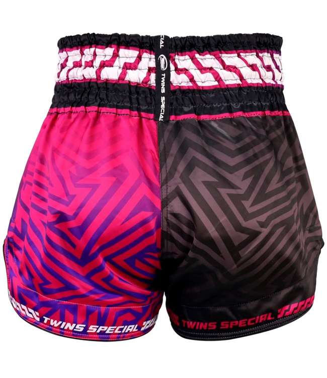 Twins Special Muay Thai & Kickboks Shorts TTBL Maze – Black/Pink