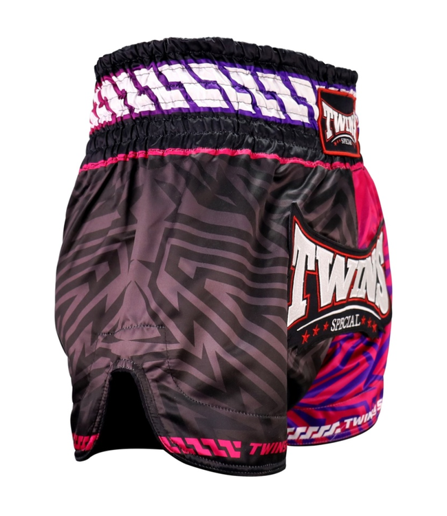Twins Special Muay Thai & Kickboxing Shorts TTBL Maze – Black/Pink